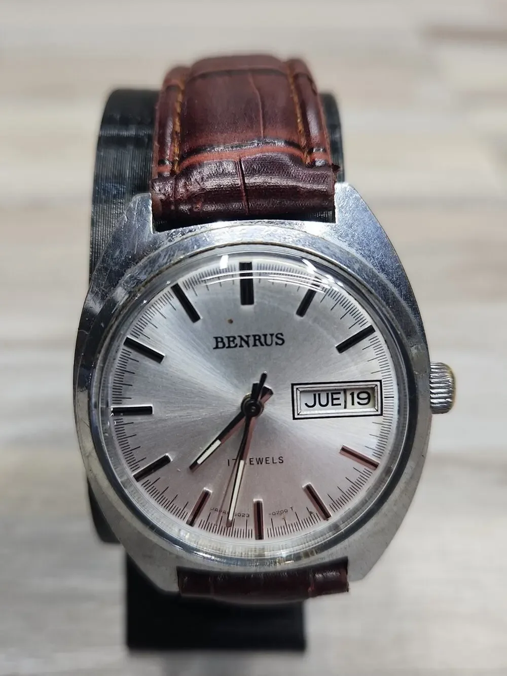 Benrus Manual Wind Watch Men 37mm Silver Tone. Running, Hamazawa Movement